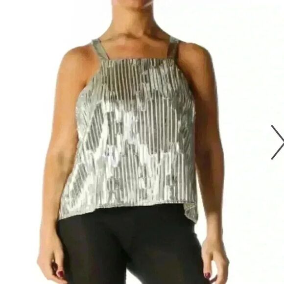 Anthropologie Maeve Metallic Silver Tank Top Size XS Extra Small - Picture 1 of 7